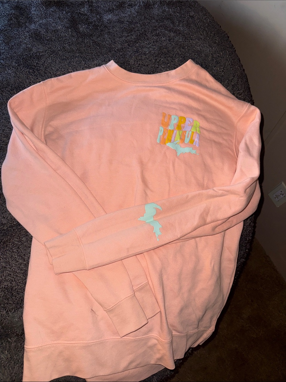 Peach 'Upper Peninsula' Graphic Crewneck Sweatshirt